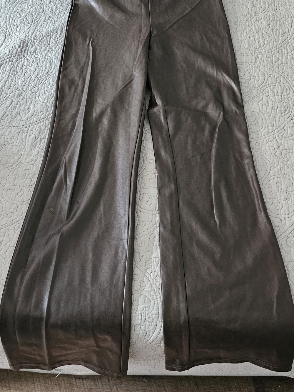 Aritzia Brown Faux Leather Straight Leg Pants
